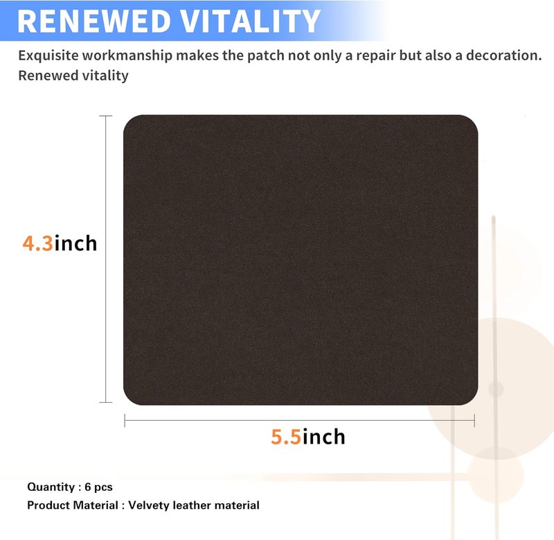 Azobur Sofa Fabric Repair Patch, 6 Piece Microfiber Patches, Self Adhesive Fabric Sofa Patch Repair Fabric, Luxurious Look, Quick Fix Sofa.(Dark Brown) - Image 2